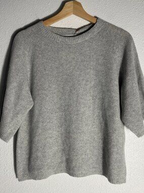 Bianco & Blu Women's Knitted Wool Cashmere Blend Sweater Gray Size M Half Sleeve
